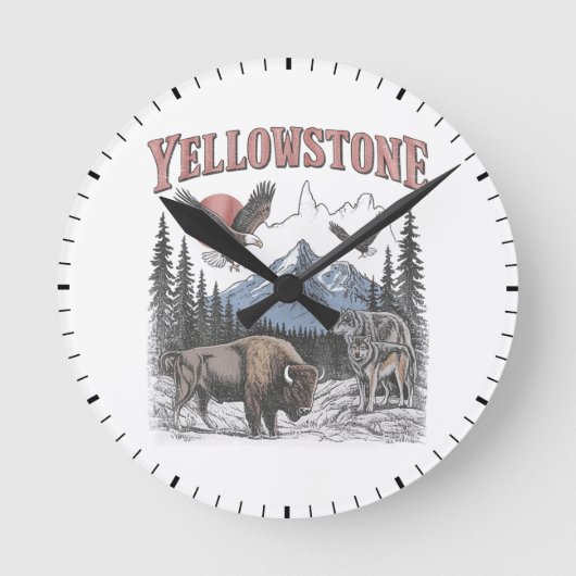 Yellowstone Runde Wanduhr (Vorderseite)