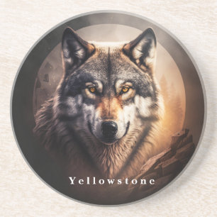 Yellowstone Sandstein-Unterleger Wolf Getränkeuntersetzer