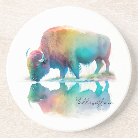 Yellowstone Sandstein-Untersetzer Bison Getränkeuntersetzer (Vorne)