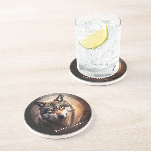 Yellowstone Sandstone Untersetzer Wolf (Seite)