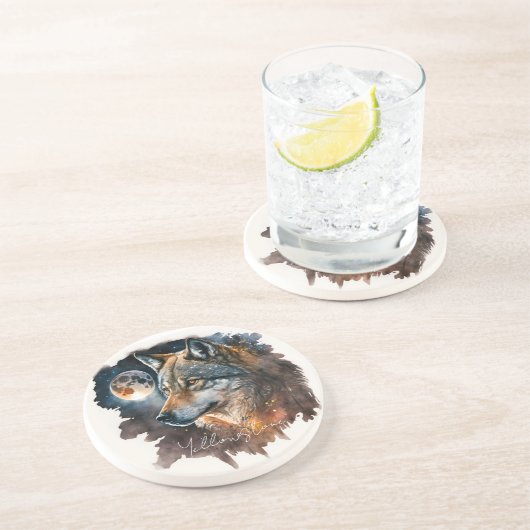 Yellowstone Sandstone Untersetzer Wolf (Seite)