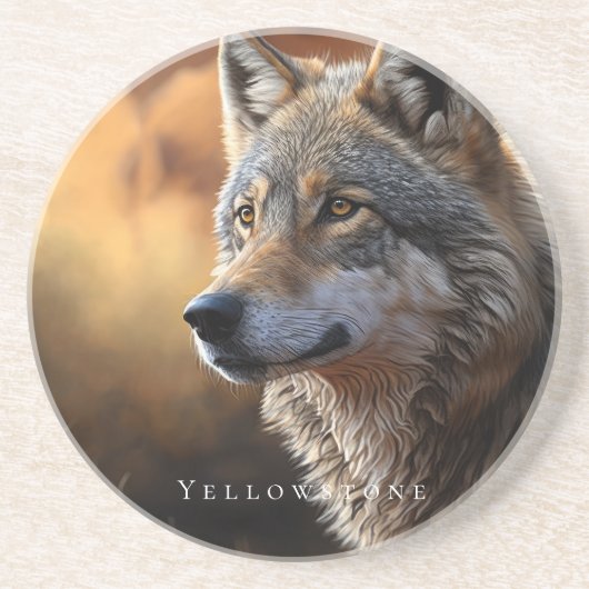 Yellowstone Sandstone Untersetzer Wolf (Vorne)