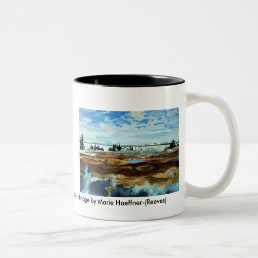 Yellowstone See in der Winter-Tasse Zweifarbige Tasse (Rechts)