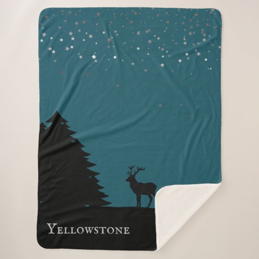 Yellowstone Sherpa Blanket Throw Elch und Sterne Sherpadecke (Vorderseite)