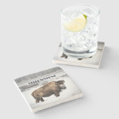 Yellowstone Snowy Buffalo Souvenir Untersetzer (Seitenansicht)