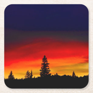 Yellowstone-Sonnenuntergang Rechteckiger Pappuntersetzer