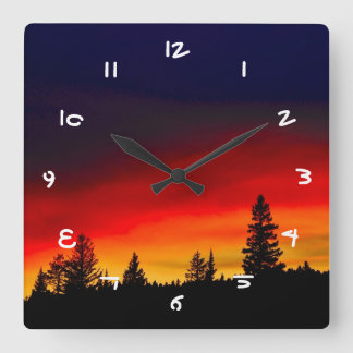 Yellowstone Sunset Quadratische Wanduhr