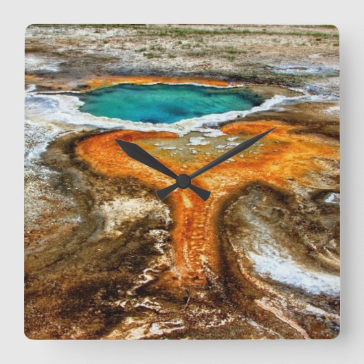 Yellowstone Thermal Pool Quadratische Wanduhr (Vorderseite)