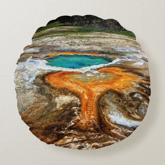 Yellowstone-Thermalpool Rundes Kissen (Vorderseite)