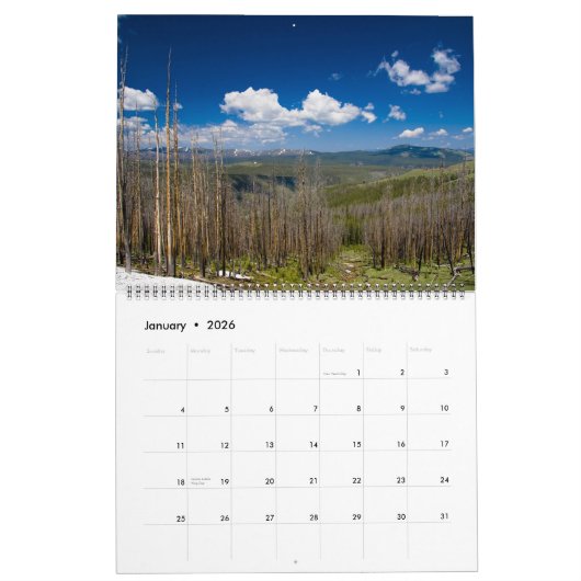 Yellowstone und großartiger Teton Nationalpark Kalender (Jan 2026)