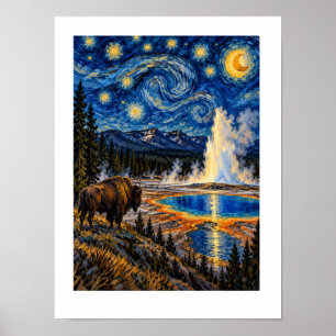 Yellowstone unter den Sternen Poster