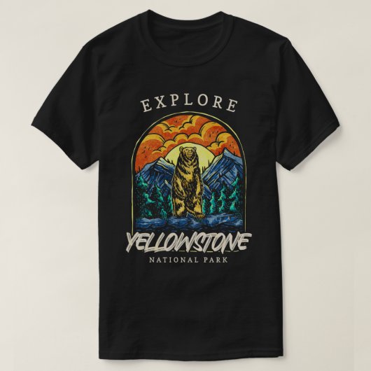 Yellowstone US National Park Backpacking Camping H T-Shirt (Design vorne)