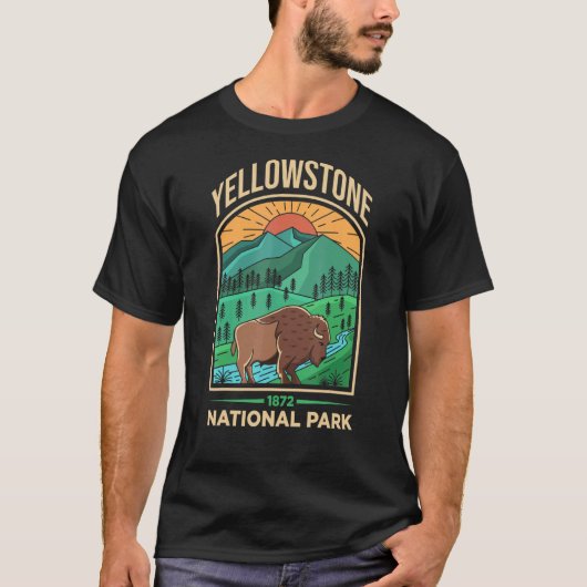 Yellowstone US-Nationalpark Bison Vintag 1 T-Shirt (Vorderseite)