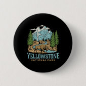 Yellowstone US Nationalpark Wolf Bison Bear Vinta Button (Vorderseite)