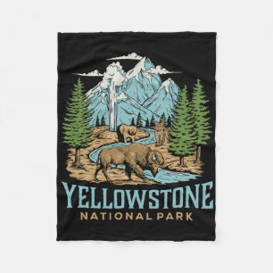 Yellowstone US Nationalpark Wolf Bison Bear Vinta Fleecedecke