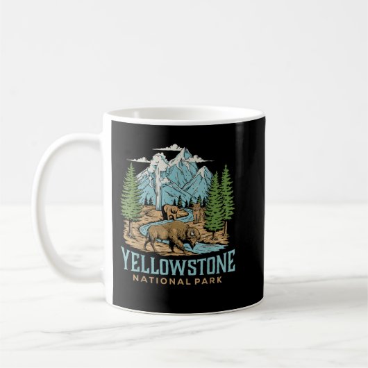 Yellowstone US-Nationalpark Wolf Bison Bear Vinta Kaffeetasse (Links)