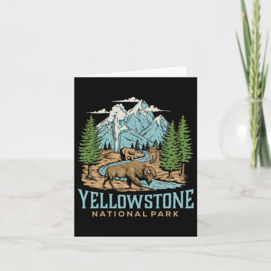 Yellowstone US Nationalpark Wolf Bison Bear Vinta Karte (Vorderseite)