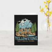 Yellowstone US Nationalpark Wolf Bison Bear Vinta Karte (Gelbe Blume)