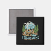 Yellowstone US Nationalpark Wolf Bison Bear Vinta Magnet (Vorderseite/Rückseite)