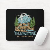 Yellowstone US Nationalpark Wolf Bison Bear Vinta Mousepad (Mit Mouse)