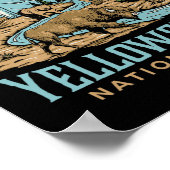 Yellowstone US Nationalpark Wolf Bison Bear Vinta Poster (Ecke)