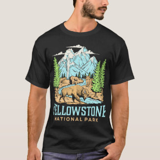 Yellowstone US Nationalpark Wolf Bison Bear Vinta T-Shirt