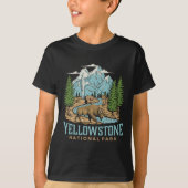 Yellowstone US Nationalpark Wolf Bison Bear Vinta T-Shirt (Vorderseite)