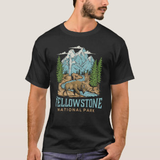 Yellowstone US-Nationalpark Wolf Bison Bear Vinta T-Shirt
