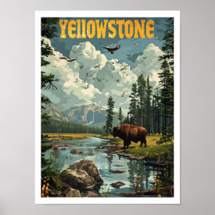 Yellowstone USA Classic Art Retro Vintage Travel Poster