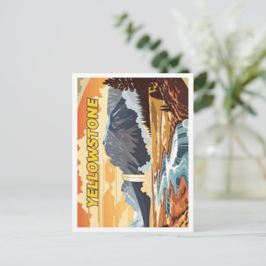 Yellowstone Vintag Art Travel Illustration Postkarte (Stehend Vorderseite)