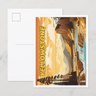 Yellowstone Vintag Art Travel Illustration Postkarte