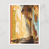 Yellowstone Vintag Art Travel Illustration Postkarte (Vorderseite)