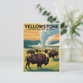 Yellowstone Vintage Travel Poster Postkarte (Stehend Vorderseite)