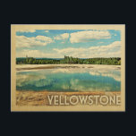 Yellowstone Vintage Travel Postkarte<br><div class="desc">Yellowstone Design im Vintage Travel Stil mit einem Thermalbad mit Park und Himmel hinter.</div>