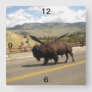 Yellowstone Wall Clock Quadratische Wanduhr