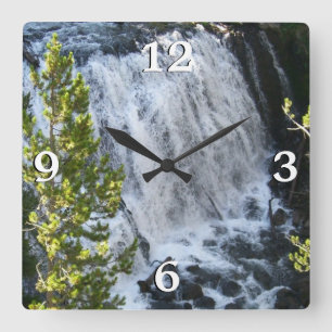 Yellowstone Wasserfall Quadratische Wanduhr
