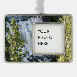 Yellowstone Wasserfall Rahmen-Ornament Silber