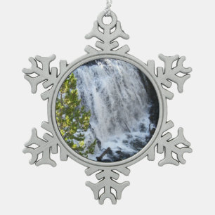 Yellowstone Wasserfall Schneeflocken Zinn-Ornament