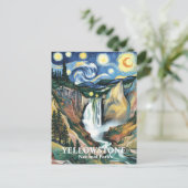 Yellowstone Wasserfall Van Gogh Starry Night Custo Postkarte (Stehend Vorderseite)