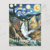 Yellowstone Wasserfall Van Gogh Starry Night Custo Postkarte (Vorderseite)