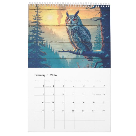 Yellowstone Wildlife Calendar Kalender (Feb 2026)