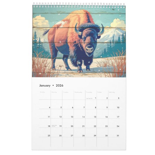 Yellowstone Wildlife Calendar Kalender (Jan 2026)