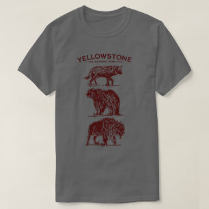 Yellowstone-Wildlife-Vintage-Skizze T-Shirt