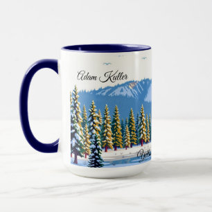 Yellowstone Winter Schnee bedeckte Kiefern Custom Tasse