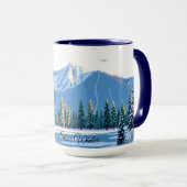 Yellowstone Winter Schnee bedeckte Kiefern Custom Tasse (VorderseiteRechts)