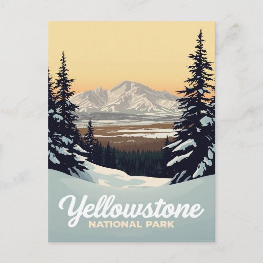 Yellowstone Winter Snow Mountains Postkarte (Vorderseite)