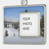 Yellowstone Winterlandschaft Fotografie Rahmen-Ornament Silber (Links)