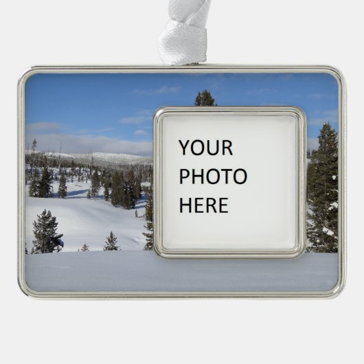 Yellowstone Winterlandschaft Fotografie Rahmen-Ornament Silber (Vorderseite)