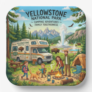 Yellowstone-Wohnmobil-Camping-Familienabenteuer Pappteller