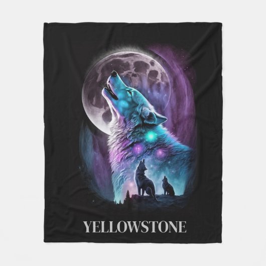 Yellowstone Wolf Fleece Blanket (Vorderseite)